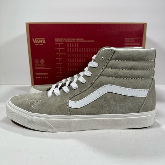 Vans Sk8-Hi Pig Suede Moss Gray Snow White High Top Sneakers Men 11.5 Women 13 - Picture 6 of 12